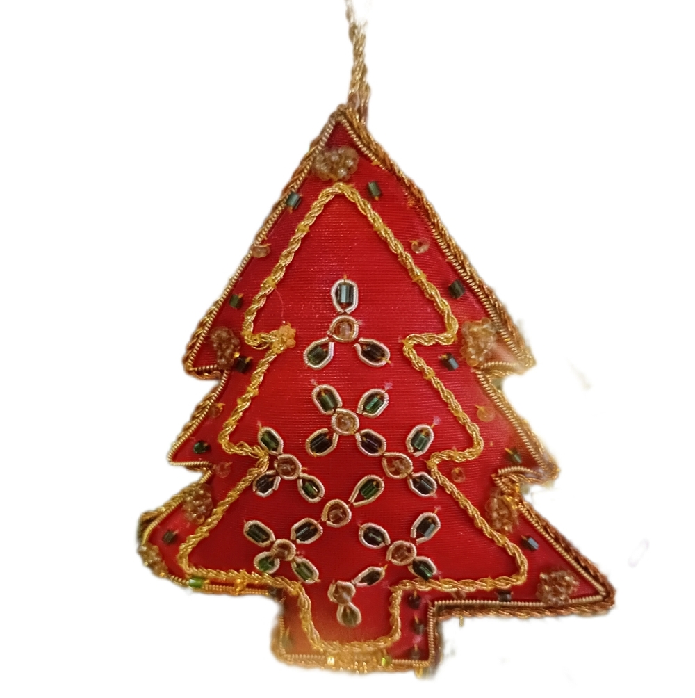 Elegant Red and Gold Christmas Tree Ornament